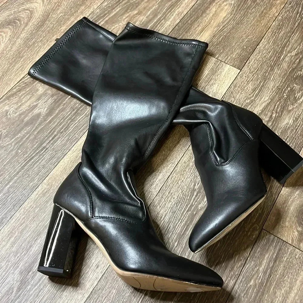 Franco Sarto - Black Knee High Tall Heel Zip Up Boots size 9.5